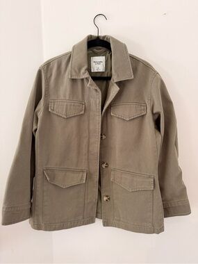 Abercrombie & Fitch Tan Utility Jacket with Flap Pockets